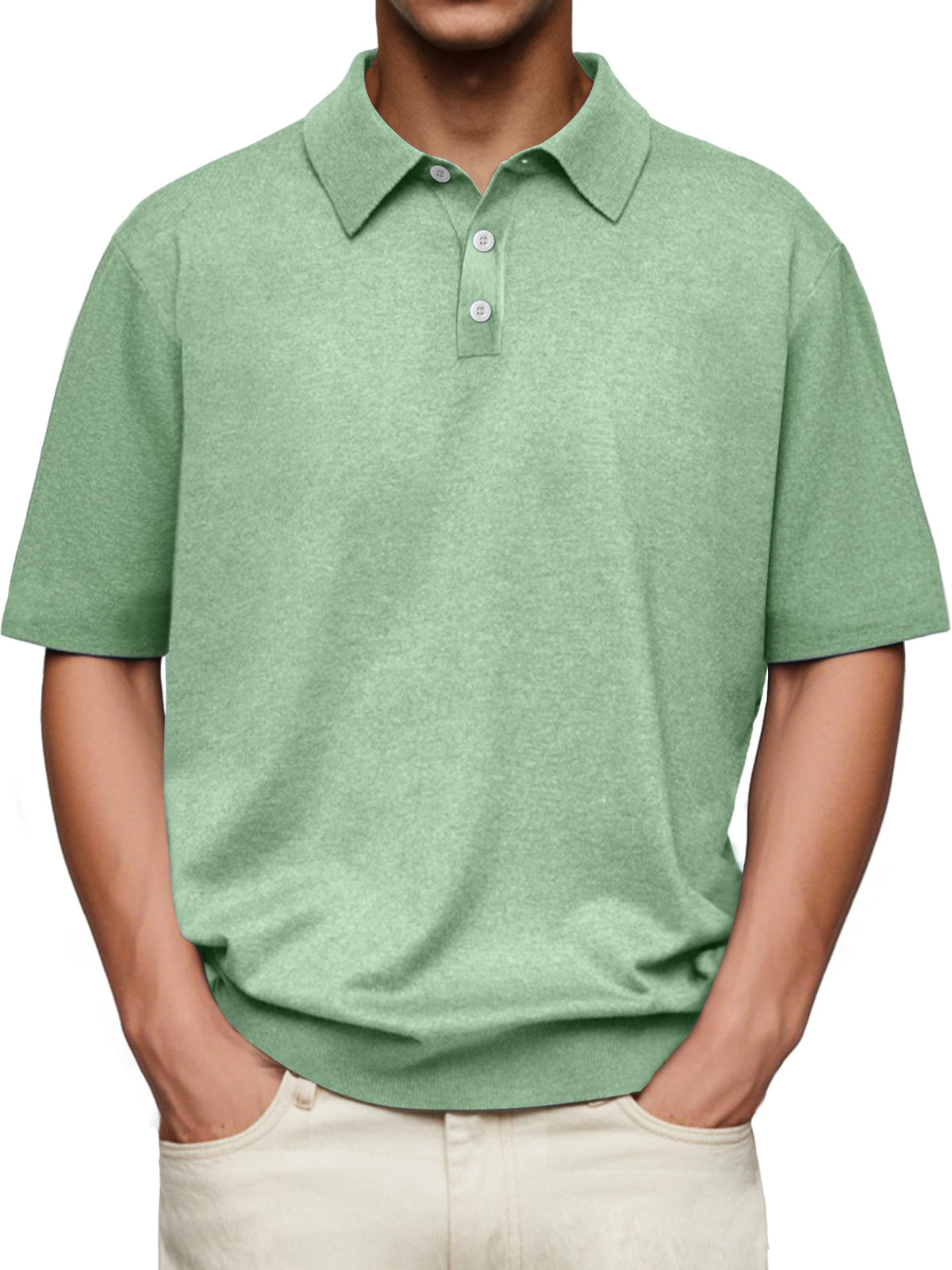 Men's Daily Lapel Button Casual Solid Color Comfortable Short-sleeved Polo Shirt