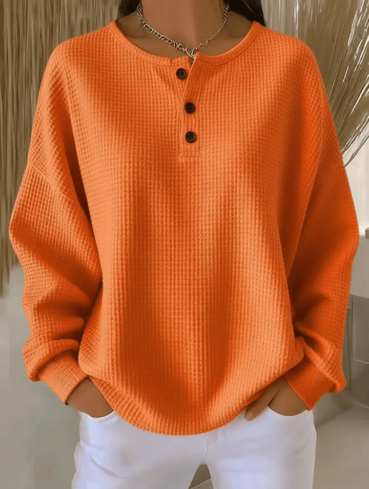 Casual Waffle Henry Collar Sweatshirt
