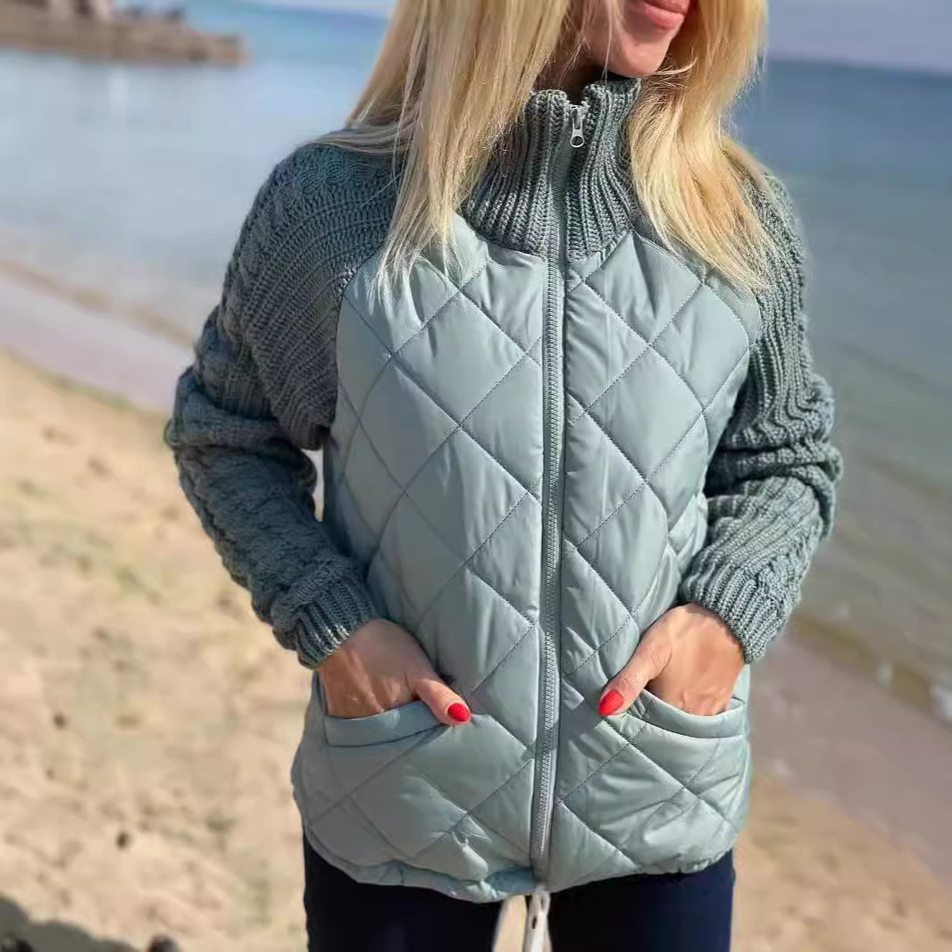 🎁Christmas sale☃️2025 New Women's Knit Patchwork Puffy Jacket